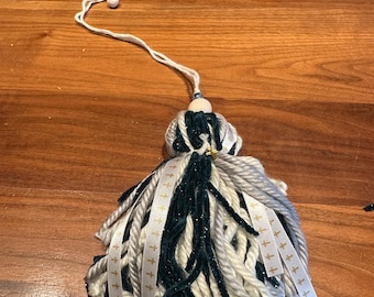 Yarn Tassel Bookmark: Wooden Beads & Ribbon