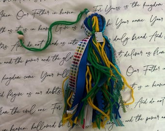 Blue and Green Crayon Vibes Tassel Bookmark