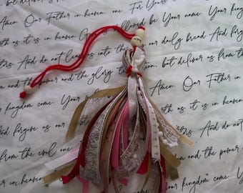 Vibrant Red Heart Tassel Bookmark