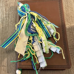 Blue Striped Tassel Bookmark- Handmade Reading Accessory for Book Lovers