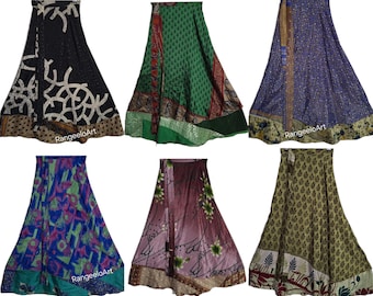 Faldas largas cruzadas de seda india, faldas maxi, faldas bohemias, faldas hippies, faldas sari de seda