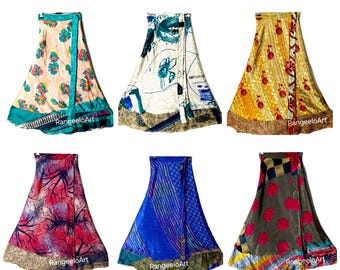 Indian Silk Long Wrap Skirts, Maxi Skirt, Bohemian Skirts, Hippie Skirts, Silk Sari Skirts