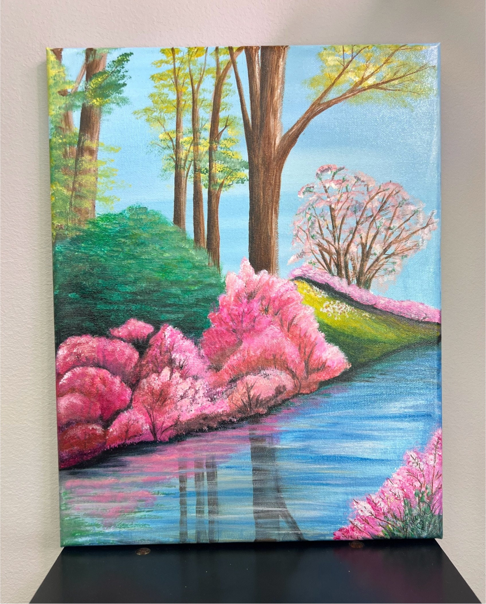 グラフィックアート Biwako360°(spring) Weeping Cherry Blossoms | Hajime Namiji | Contemporary Woodblock