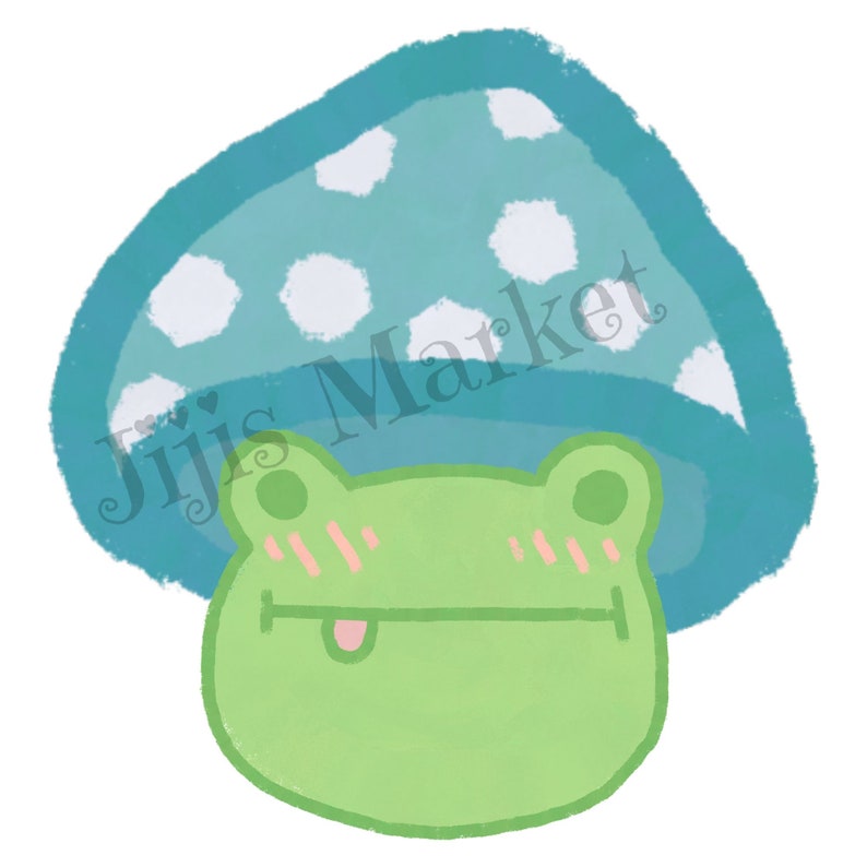 Frog Mushroom PNG, Frog With Mushroom Hat Cute Cottagecore Aesthetic