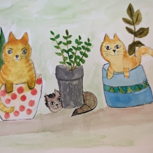 Gatos en las macetas