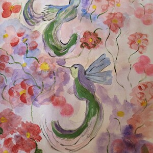 Hummingbirds In the Flowers