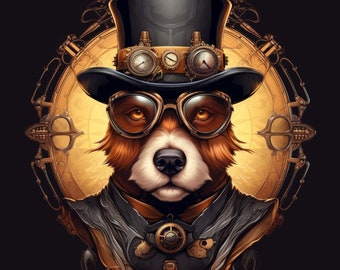 Coupon créatif chien steampunk , coupon pour bricolage, coupon accessoires, coupon imprimé