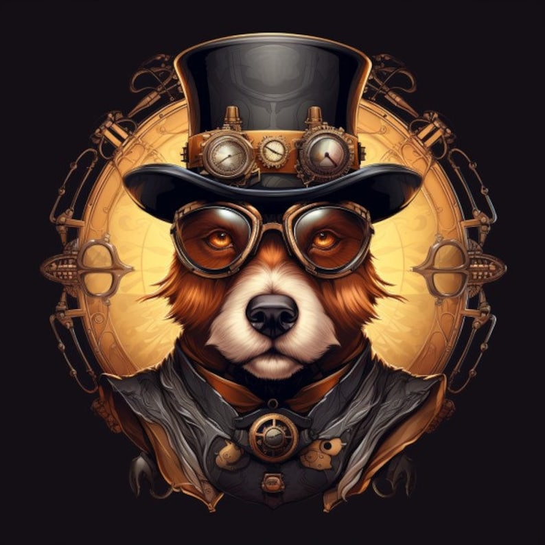 Coupon créatif chien steampunk , coupon pour bricolage, coupon accessoires, coupon imprimé image 1