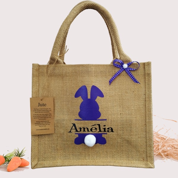 Sac chasse aux oeufs lapin personnalisable