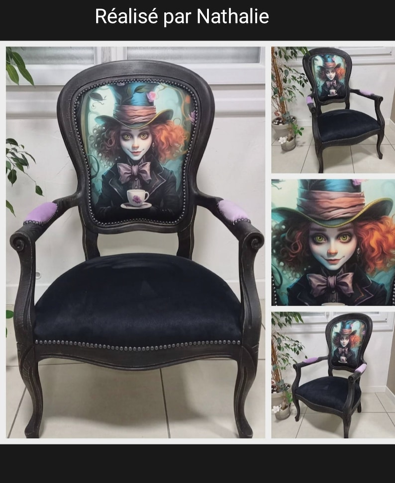 Coupon de Tissu Imprimé Style Mad Hatter pour Création d'Accessoires uniques image 2