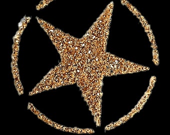 Gold glitter US star hot transfer, textile appliqué, size of your choice