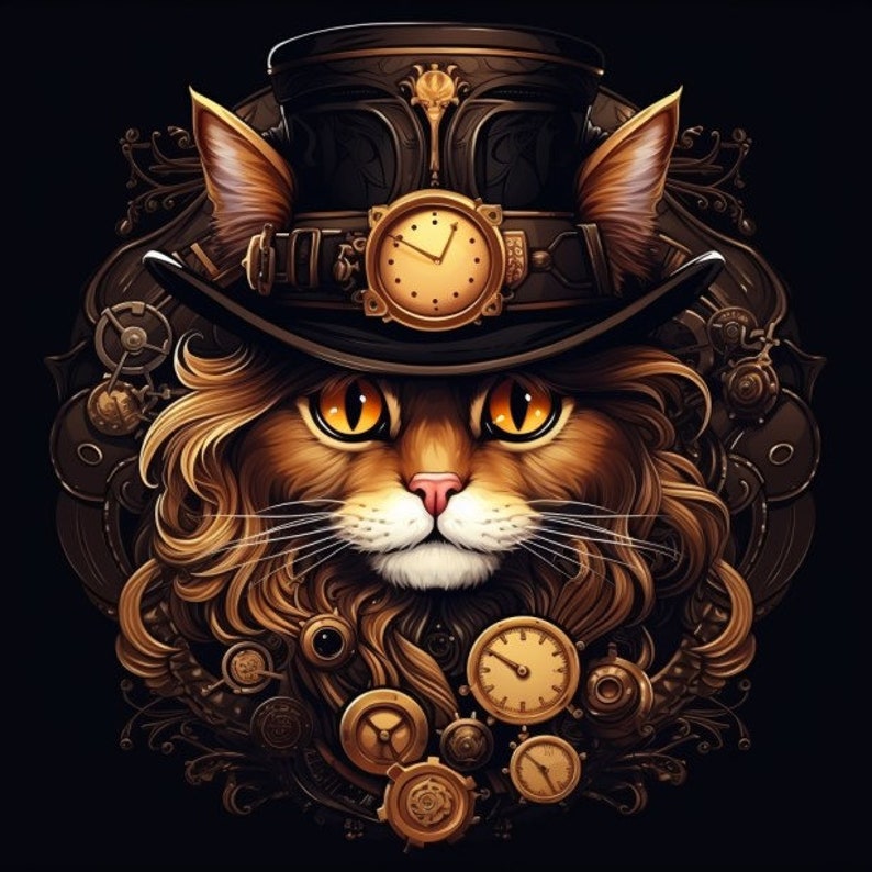 Creative steampunk cat 2 coupon, DIY coupon, accessories coupon, printed coupon image 1