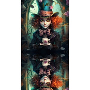 Coupon de Tissu Imprimé Style Mad Hatter pour Création d'Accessoires uniques zdjęcie 7