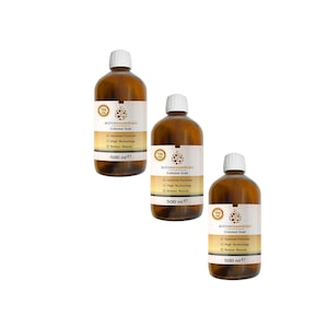 May include: Three amber glass bottles with white caps containing colloidal gold. Each bottle is labeled with the brand name "activeessentials" and the text "Colloidal Gold". The bottles are 500 ml each.