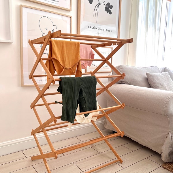 Laundry drying rack, wood clothes drying rack, clothes drying place, laundry room storage, clothes ladder, laundry room towel rack