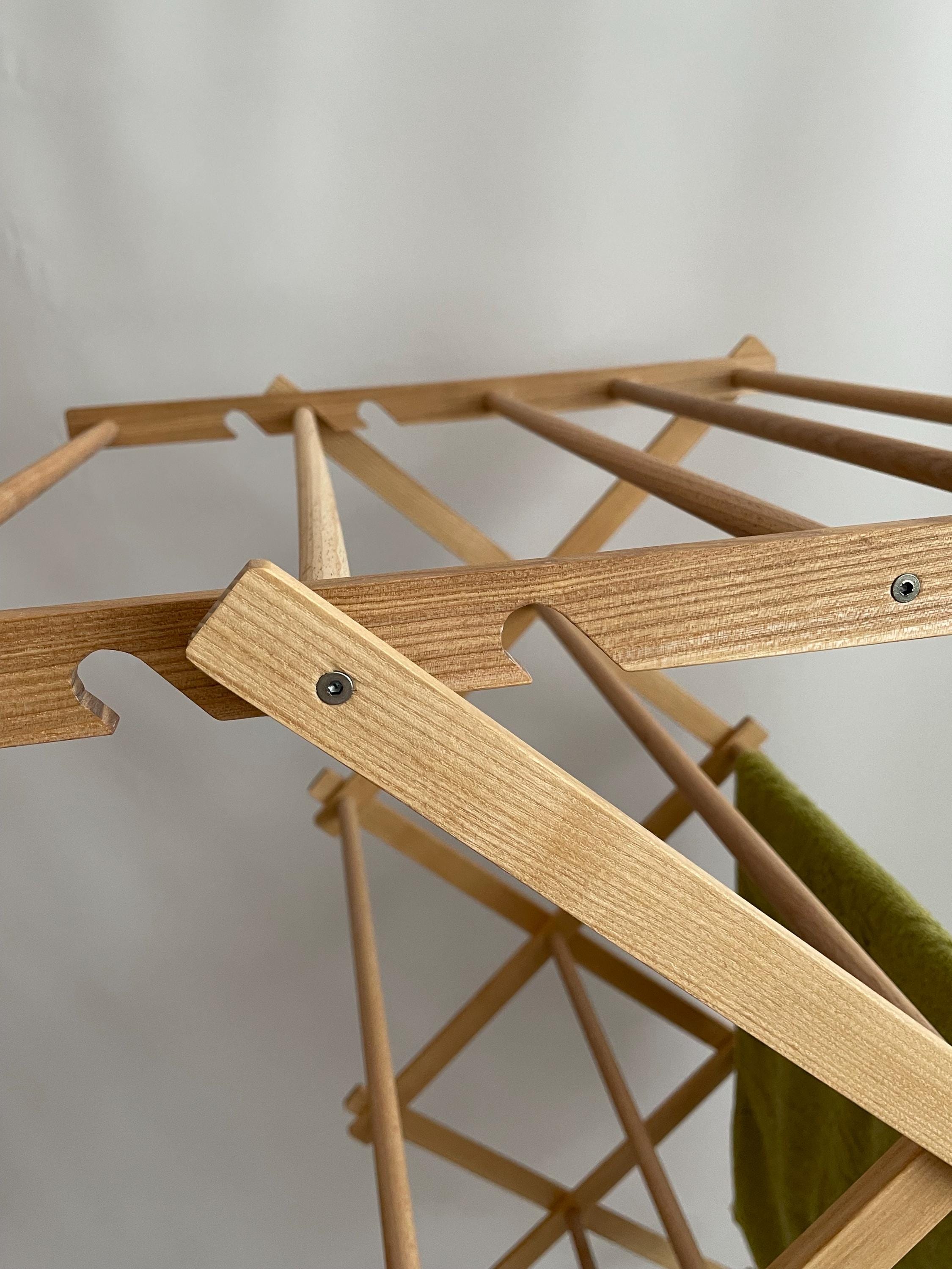 Wood Fold Down Hanger Rack Cloth Drying Wall Mounted Drying Rack