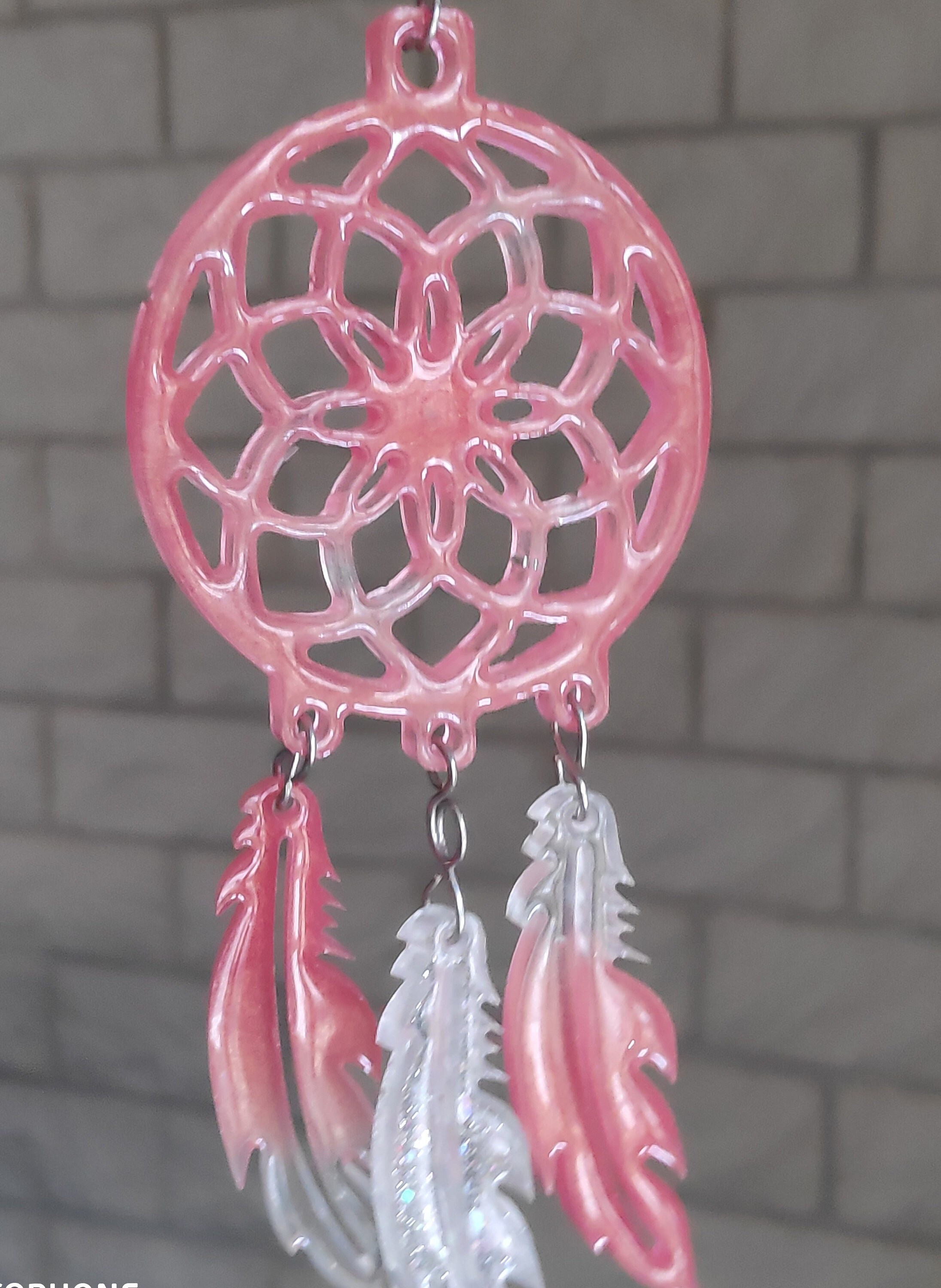 Décoration, Petit Attrape Reve, Porte Clé ou A Accrocher, Rose et Pailleté