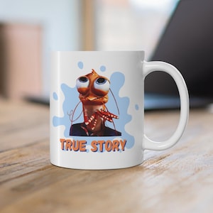 Tazza monologo "Storia vera" di gamberetti Shark Tale - Tazza divertente - Regali per lei - Tazza umoristica - Regali per lui - Novità - Meme TikTok - Tazza da 11 once