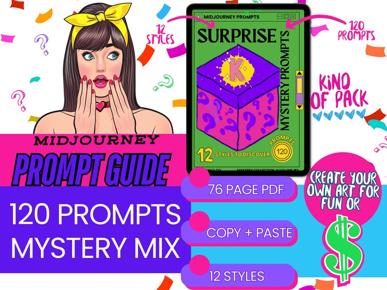 Midjourney AI Prompt PDF Guide I Fun Mystery Collection for Creative ...