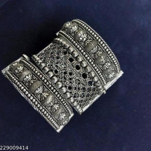 Adjustable openable bangle set/ Oxidized/ silver/ beautiful/ elephant/ simple/ kada/ engraved and carved.