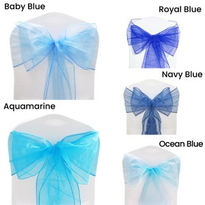 1 10 20 30 50 60 100 110pcs 22 X 280cm Organza Sashes Chair Cover Bow Sash Fuller Wider Bows Wedding Party Decor image 7