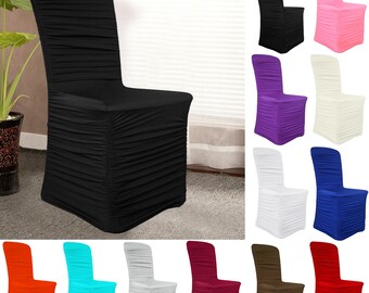 1 4 10 50 100pcs Dining Ruched Chair Cover Spandex Stretch Fit 200GSM Wedding