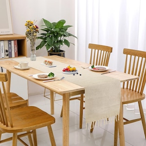 33cm wide x180/200/240cm long Cotton Linen Fringe Table Runner For Rustic Wedding Home Table Decoration