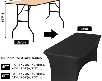 6FT Spandex Table Covers (4 Pack) - Dusty Rose Stretch Tablecloths For Folding Tables, Washable & Wrinkle Resistant