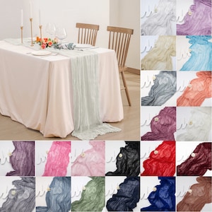 90x400cm Cheesecloth Table Runner Semi-Sheer Gauze Table Runner Dinning Table Wedding Decoration