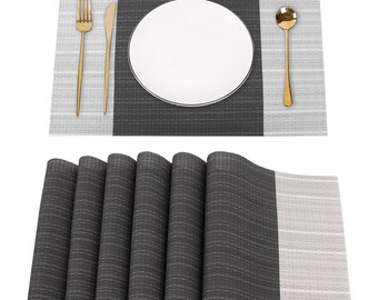 Set of 6 44x30cm PVC Grid Placemats Washable Heat Insulation Dining Table Place Mats Decor