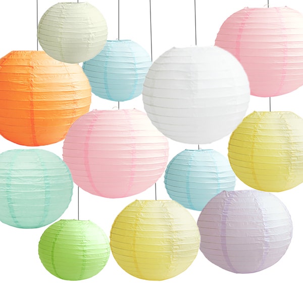 TtS 8-30 Inch Round Paper Lanterns – Multicolored, Hanging Party & Wedding Decor, UK Stock