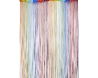 90 x 200CM String Curtain Colourful Mixed Rainbow Panels Door Windows Fly Screen Hanging Room Curtains