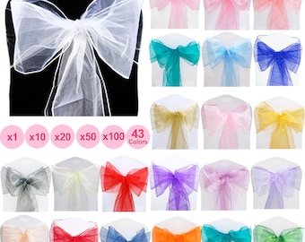 1 10 20 30 50 60 100 110pcs 22 X 280cm Organza Sashes Chair Cover Bow Sash Fuller Wider Bows Wedding Party Decor