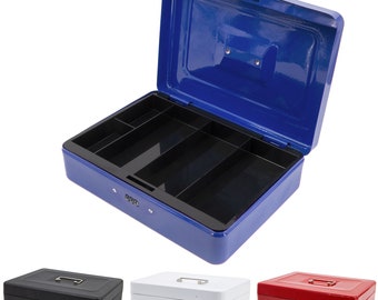 12“ Cash Box with a Key Slot or Combination Dial Lock - Safe Box Petty Money Tin Metal in Steel Security