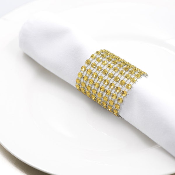 50 100PCS Acrylic Diamond Plastic Napkin Rings Wrap Roll Holder Wedding Party Dinner Table Decor