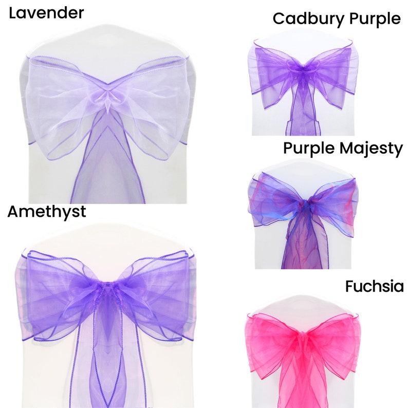 1 10 20 30 50 60 100 110pcs 22 X 280cm Organza Sashes Chair Cover Bow Sash Fuller Wider Bows Wedding Party Decor image 9