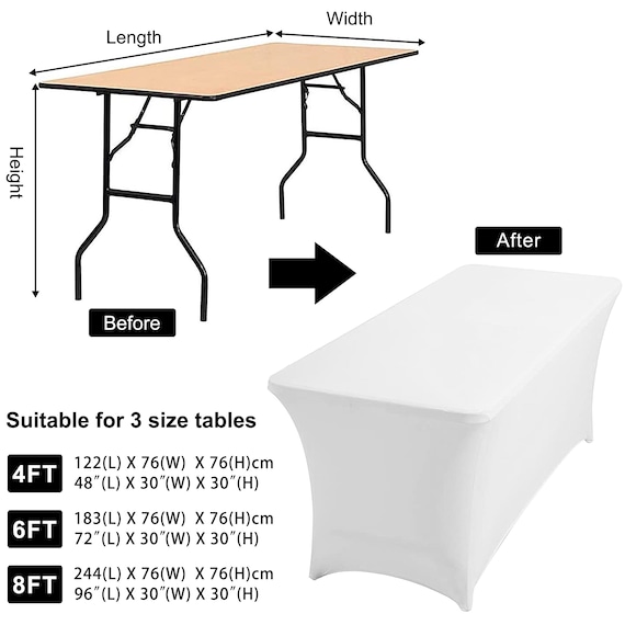 6ft 4ft 8ft Stretch Rectangle Tablecloth Spandex Table Skirts Long Tables Washable Wrinkle