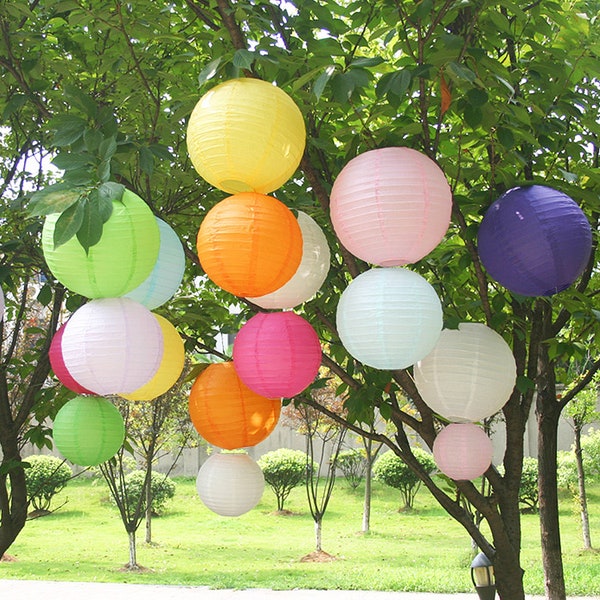 1 5 10pcs 12" Round Paper Lanterns Lamp Shade Wedding Party UK Stock