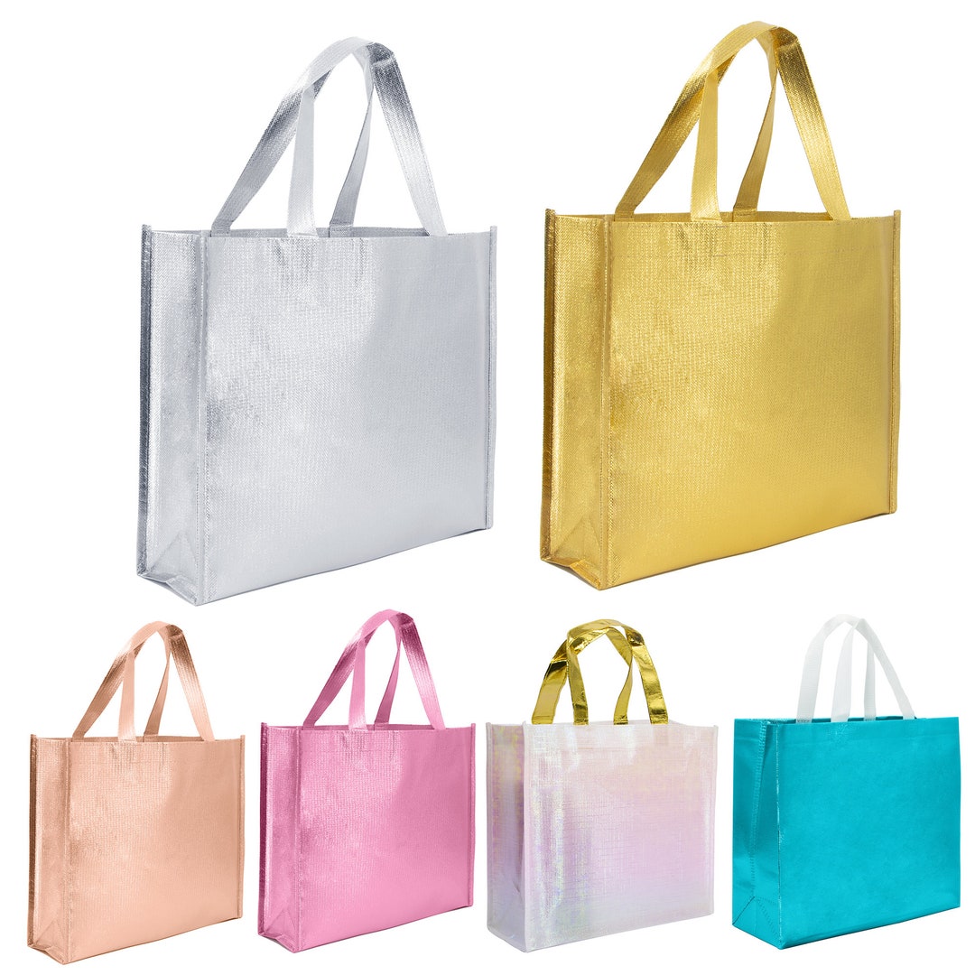 12 24 36 48PCS Glossy Glitter Reusable Grocery Bag Tote Shopping
