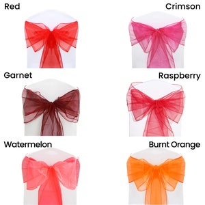 1 10 20 30 50 60 100 110pcs 22 X 280cm Organza Sashes Chair Cover Bow Sash Fuller Wider Bows Wedding Party Decor image 4