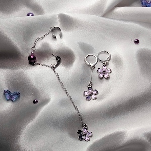 Collection Sakura-boucles d'oreilles/ manchette d'oreille en acier inoxydable (3 Modèles différents) 1pc