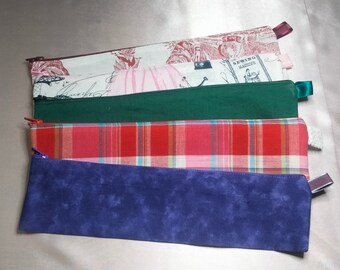 Ecolyah flaches Federmäppchen, Schulset für Stift und Bleistift, Erwachsene und Kinder, einfarbige Muster, ideales Geschenk für Lehrer, Baumwolle, Satin