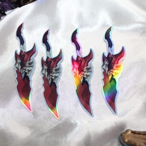 Sticker autocollant "Kamish" Holographique - Solo Leveling - Manga - épée - Fantastique - Dague - Dragon - Tous support - 1pc