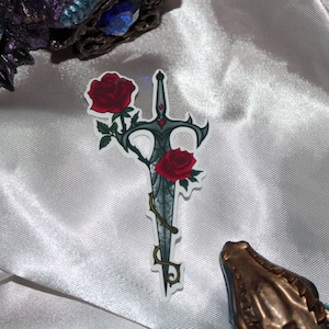 Sticker Autocollant Sword - Fleurs Roses - Imperméable, Résistant aux UV, Tous Supports - 1pc
