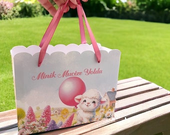 Bolsa de regalo de cordero bebé- ovejita - bolsa de cumpleaños - bolsa de babyshower- bolsa de favor - bolsa de fiesta - fiesta de cumpleaños de niño y niña- bolsa de cumpleaños de los niños