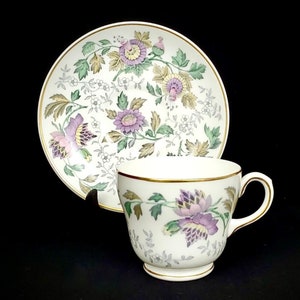 Wedgwood Avon Lavender Teacup and Saucer, 3983, Rare Shape, Discontinued Pattern, Excellent Condition