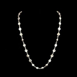 Swarovski Clear Bezel Framed Necklace, Vintage Signed Crystal Jewelry, Excellent Condition With Pouch