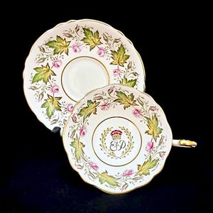 Paragon Princess Elizabeth Visit To Canada Commemorative Teacup, Double Royal Warrant Back Stamps, Fine English Bone China, Excellent