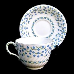 Aynsley Forget Me Not Teacup, Vintage Cup and Saucer, Blue and Green Floral Teacup, Fine English Bone China, Excellent Condition