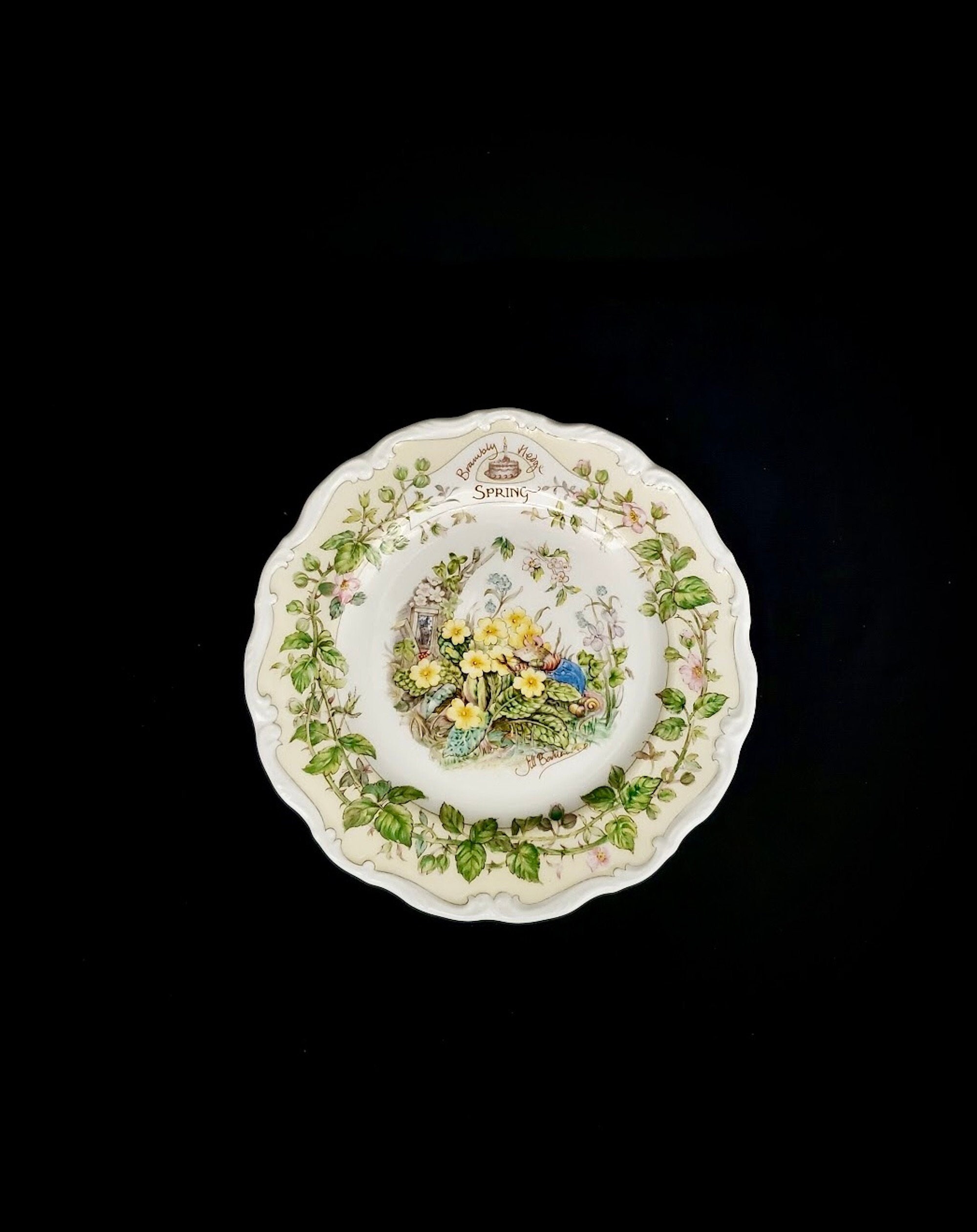 Royal Doulton Brambly Hedge Spring Plate, Beautiful Vintage English Bone  China, Colorful Spring Motif 8 Inch Plate, Excellent Condition